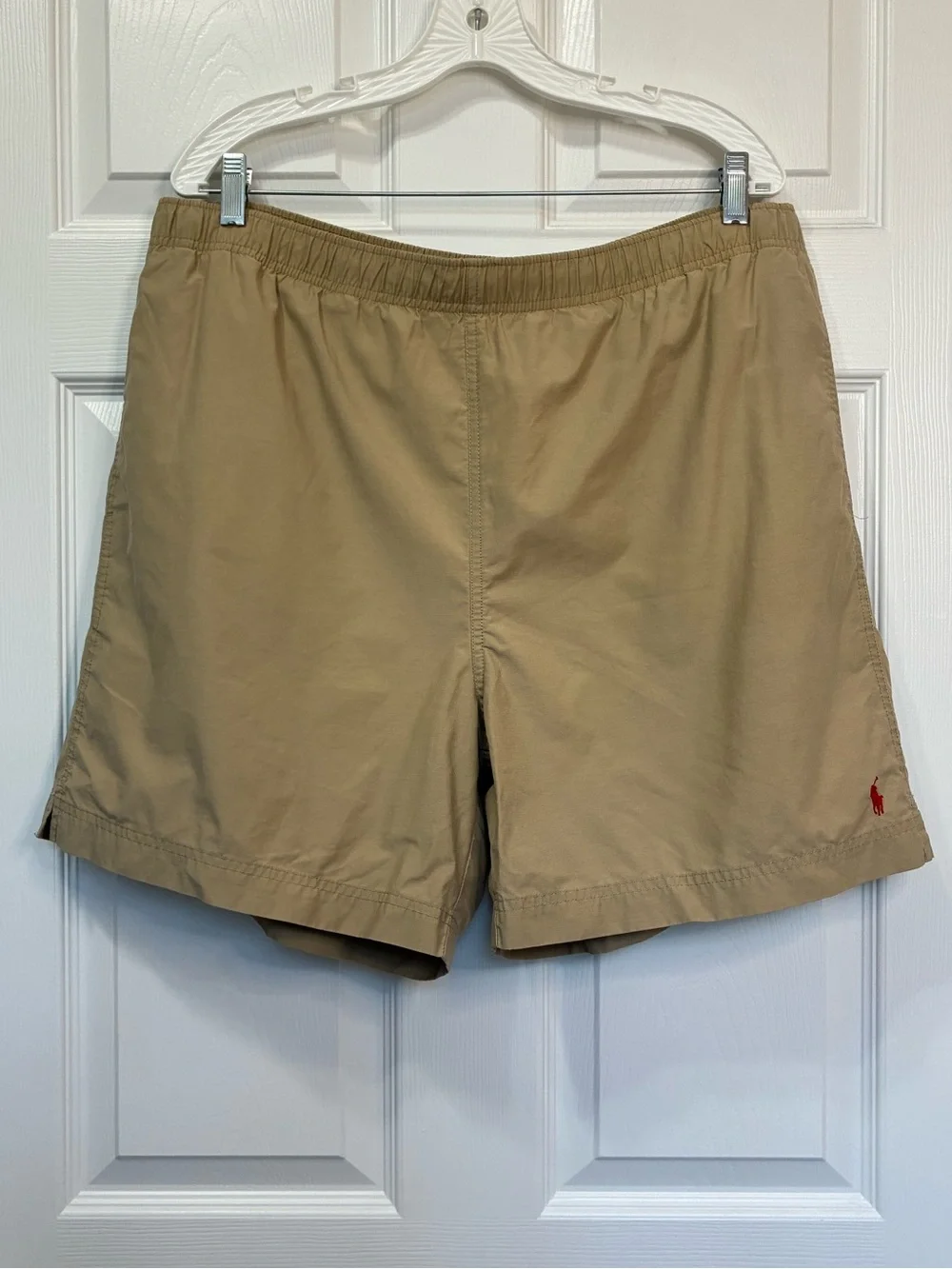 Vintage Polo Sport Ralph Lauren Swim Shorts Mens XL Beige Mesh Lined Pony Logo